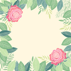 Rose and leafs border vector