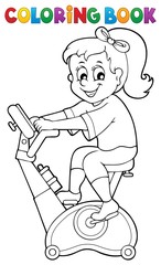 Coloring book girl exercising 2