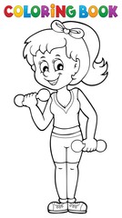Coloring book girl exercising 3