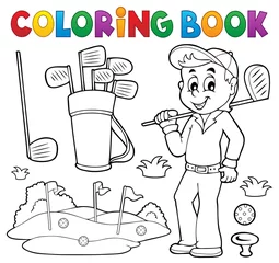 Papier Peint photo Lavable Pour enfants Coloring book with golf theme