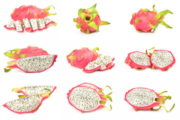 Group of dragon fruit isolated on a white cutout