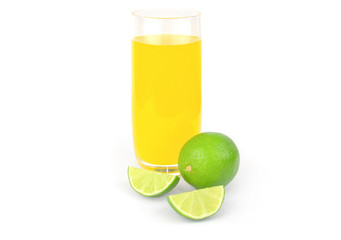 Fresh lime juice isolated on white background cutout