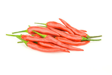 Red chili peppers isolated on a white background with clipping path