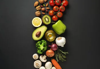 Deurstickers Eten Healthy food with vegetable and fruit