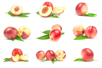 Collection of juicy ripe peaches isolated on a white cutout