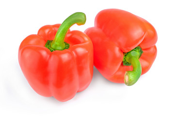 Two bell pepper on a white background.