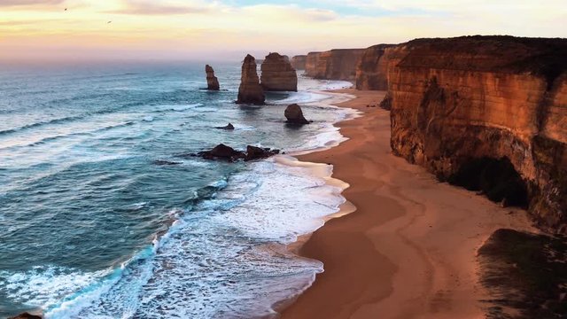 4k b-roll cinematic footage of The Twelve Apostles at Great Ocean Road, Australia