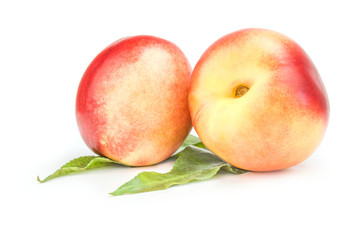 Fototapeta na wymiar Ripe peaches isolated on a white background cutout