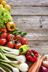 Vegetables on wooden table