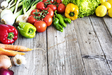Vegetables on wooden table