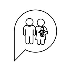 figure family inside chat bubble, vector illustration design