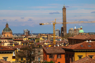Fototapeta na wymiar Bologna cityscape of the city center. Landmark of Emilia Romagna.