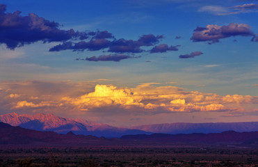 Evening landscape and pampas of San Juan Province