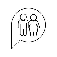 figure family inside chat bubble, vector illustration design