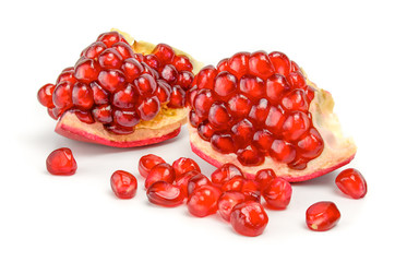 Ripe pomegranate fruit isolated on white background cutout