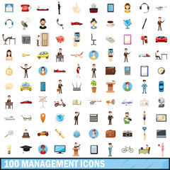 Fototapeta na wymiar 100 management icons set, cartoon style