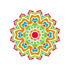 Kaleidoscope big bud. Oriental pattern illustration. Flower background