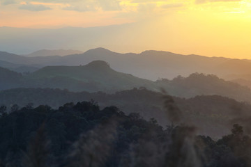 Beautiful scenery during time the sunset and cordillera alternating layers of Doi Pha Phung at Nan province,Thailand is a very popular for photographers and tourists. Attractions and natural Concept