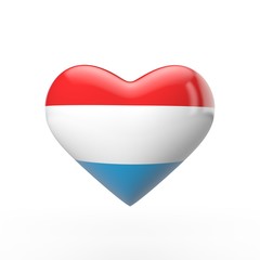 Luxembourg heart flag. 3D rendering