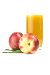 Fresh peaches fruits on a white background. Clipping path