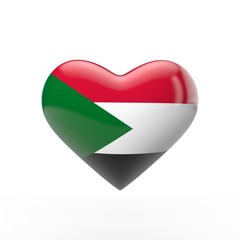 Sudan heart flag. 3D rendering