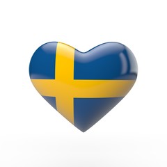 Sweden heart flag. 3D rendering