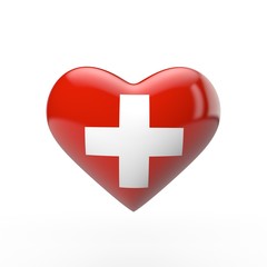 Switzerland heart flag. 3D rendering