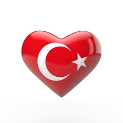 Turkey heart flag. 3D rendering