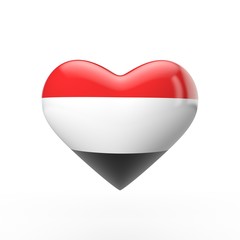 Yemen heart flag. 3D rendering