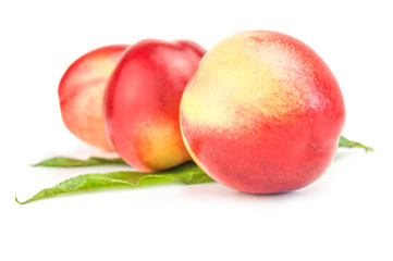 Isolated peaches on a white background. Clipping path