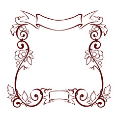 Fototapeta na wymiar Frame from grapes / Vector illustration, floral design element