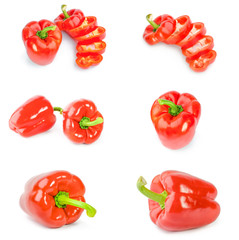Group of bulgarian pepper on a white background clipping path