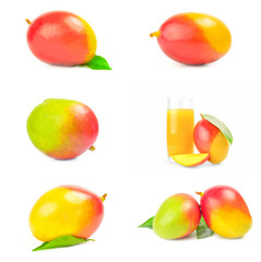 Collage of red mango on a isolated white background