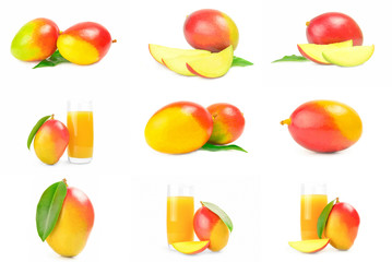 Set of red mango isolated on a white background cutout