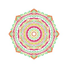 Kaleidoscope big bud. Oriental pattern illustration. Flower background