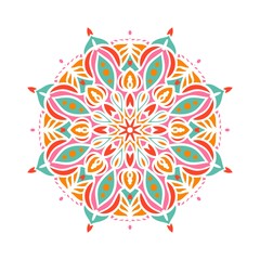 Kaleidoscope big bud. Oriental pattern illustration. Flower background