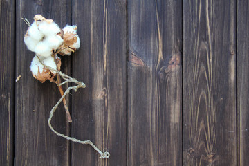 cotton on wooden table