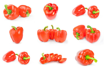 Collection of paprika isolated on a white cutout