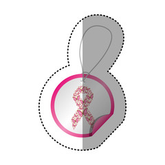 circular label with breast cancer symbol, vector illustration design