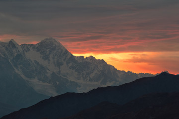 Caucasian mountains silhouettes