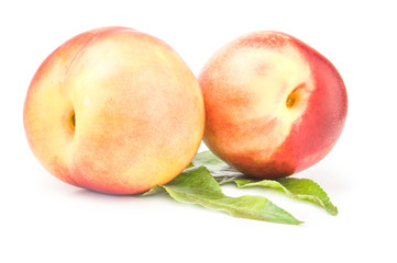 Fototapeta na wymiar Ripe peaches isolated on a white background cutout