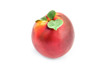 Ripe peach on a white background.