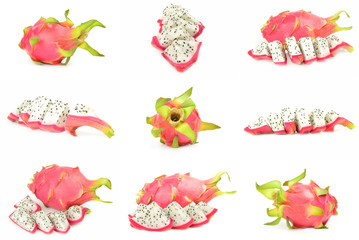 Group of dragon fruit isolated on a white background cutout