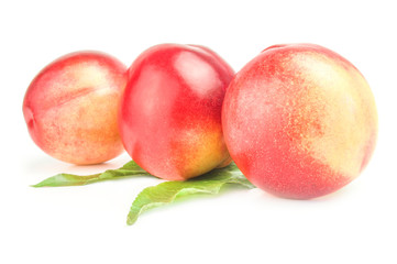 Ripe peaches isolated on a white background cutout