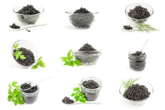 Collage Of Black Beluga Caviar