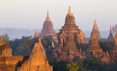 Bagan temple during golden hour