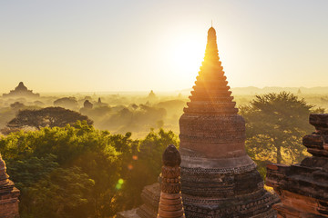 Bagan temple during golden hour