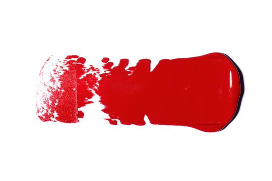 Dark red lipstick on white background.