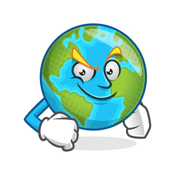 Confident earth mascot, earth character, earth cartoon vector 
