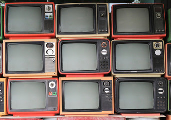 Old retro television and blank screen display